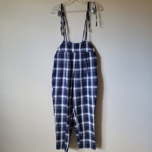 Tapered Spaghetti Strap Flannel Overalls High Rise Suspender Pinafore Pants - Picture 1 of 8